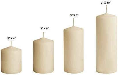 D'light Online 3 X 6 Pillar Inch Candles Set of 12 Bulk Event Pack Round Unscented Premium Wax Pillar Candles for Wedding, Spa, Party, Birthday, Holiday, Bath and Home Decor (3X6, Ivory)