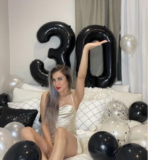 40 Inch Black 3 Large Number Balloon, 3 13 23 30 33 36 38 Black Birthday Party Decorations, Numbers Three Foil Balloons for Anniversary Graduations Celebration Supplies
