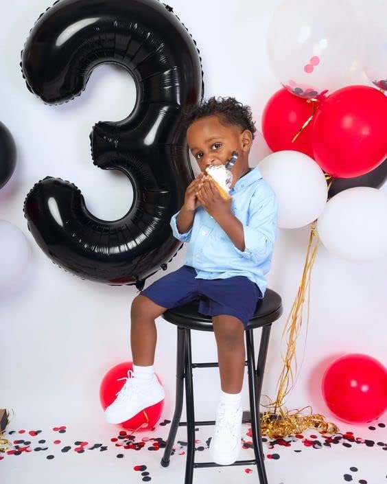 10 Balloon Number, Black Number 10th Birthday Balloons 40 Inch, 10 Years Old Black Birthday Decorations for Boys Girls, 10th Anniversary Decorations