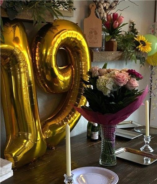 Big Gold 40 Inch 19 91 Balloon Number, Jumbo Giant 19 91 Birthday Party Decorations, Large 19 91Foil Balloons Anniversary Birthday Party Engagement Decorations