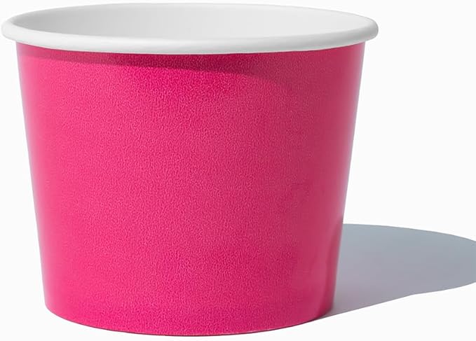 UNIQ [1,000 Count Pink Disposable Ice Cream Bowls - 12 oz Paper Ice Cream Cups Disposable - Perfect For Hot or Cold Foods! Many Colors & Sizes - Ice Cream Bar Supplies Frozen Dessert Supplies