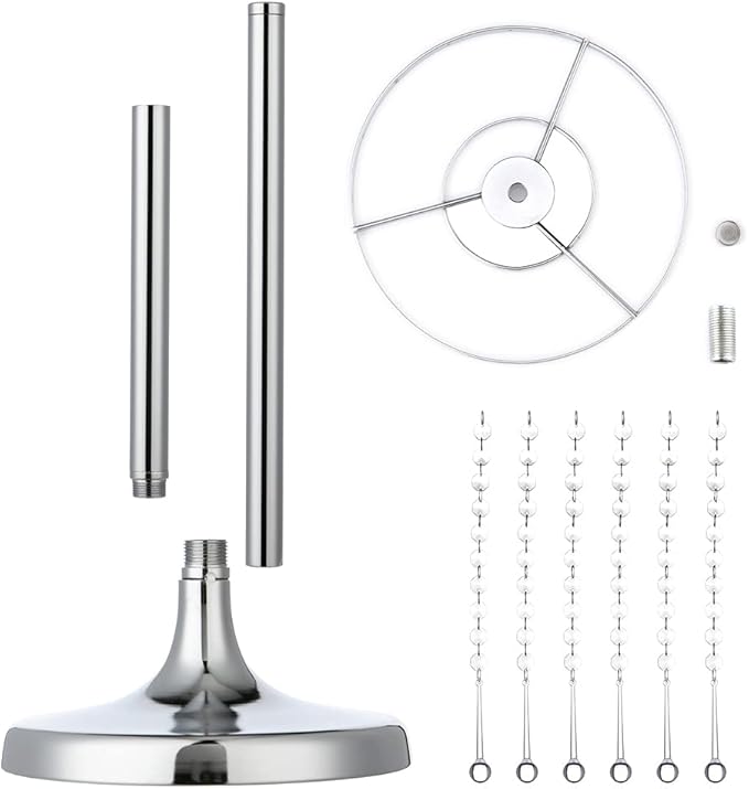 21.6in Wedding Center Stand, Silver Metal Flower Holders Centerpiece Vase with Crystal 2-Piece Charming Candle Holder,for Reception Tables Décor Wedding Anniversary Party Centerpieces