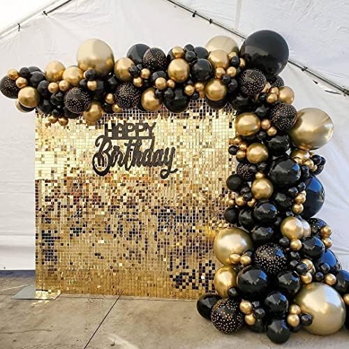 Light Gold Shimmer Wall Backdrop 48pcs Sequin Shimmer Backdrop Panels, Photo Backdrops for Birthday, Anniversary, Wedding, Party Decoration