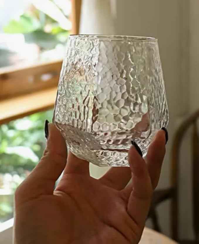 48 Pack Ribbed Origami Ripple Plastic Glasses 24 9oz Stemless Champagne Flutes & 24 12oz Cups BPA-Free, Disposable, Shatterproof Drinkware for Weddings, Bars, Events (Hammered Diamond Clear)