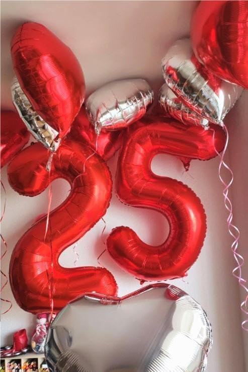 Number Balloon 40 Inch Red 5 Balloon, Five 5th Birthday Digital Foil Balloons For Boy Girl, 2025 Red Numbers 5 15 25 35 45 55 Birthday Party Decorations