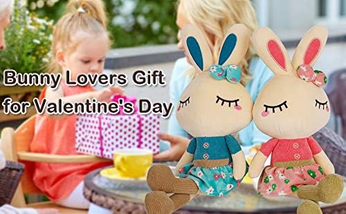 Set of 2 Easter Bunny Plush for Kids, 18.3" Easter Stuffed Animal, Big Rabbit Toys Cute Birthday Gifts for Boy Girl, Pink & Blue