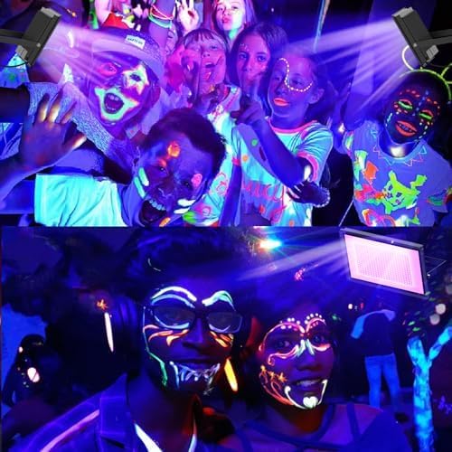 Black Lights 600W LED Flood Light with Plug(6ft Cable), IP66 Waterproof Black Lights for Party, Stage Lighting, Aquarium, Body Painting, Halloween, Neon Glow in The Dark (2 Pack)