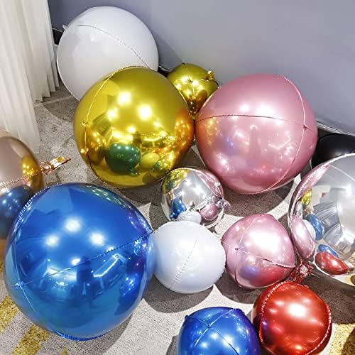 LHOAVWE 6 Pack Blue 22 Inch 4D Big Round Foil Balloons for Wedding, Birthday, Bridal Shower, Baby Shower Decorations