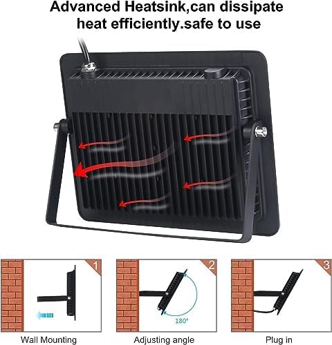 Black Lights 500W LED Flood Light with Plug(6ft Cable), IP66 Waterproof Black Lights for Party, Stage Lighting, Aquarium, Body Painting, Halloween, Neon Glow in The Dark (2 Pack)