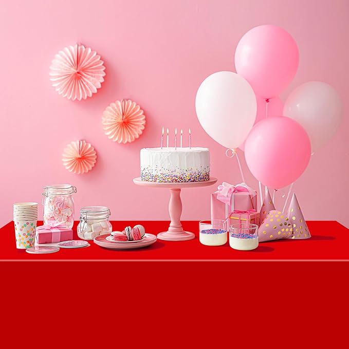 12 Pcs Red Black White Plastic Tablecloths Bulk,54 x 108 Inch Disposable Rectangle Party Table Cloth Waterproof Table Cover for Birthday Wedding Anniversary Graduation Party Decorations Supplies