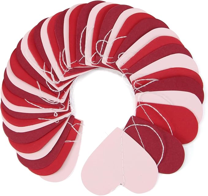 Pink Burgundy Red Party Decorations – 52Ft Paper Heart Garland Streamer Birthday Banner Engagement Bachelorette Mothers Day Wedding Anniversary Baby Bridal Shower Valentines Day Hanging Decor