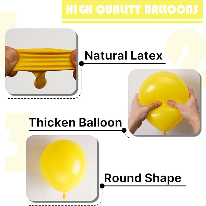 PartyWoo Yellow Balloons 100pcs Different Sizes of 18 12 10 5 Inch Matte Yellow Latex Balloon Arch Kit Garland for Easter Bee Baby Shower Sunflower Birthday Graduation Party Decorations Yellow-Y55
