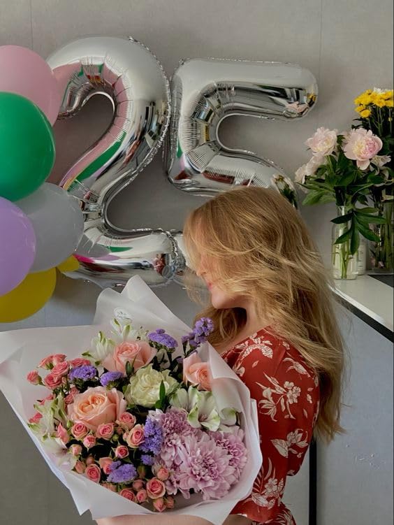 Silver Number 5 Balloon 40 Inch, 5th Birthday Party Decorations for Children, Giant 5 Foil Balloon for Party Supplies