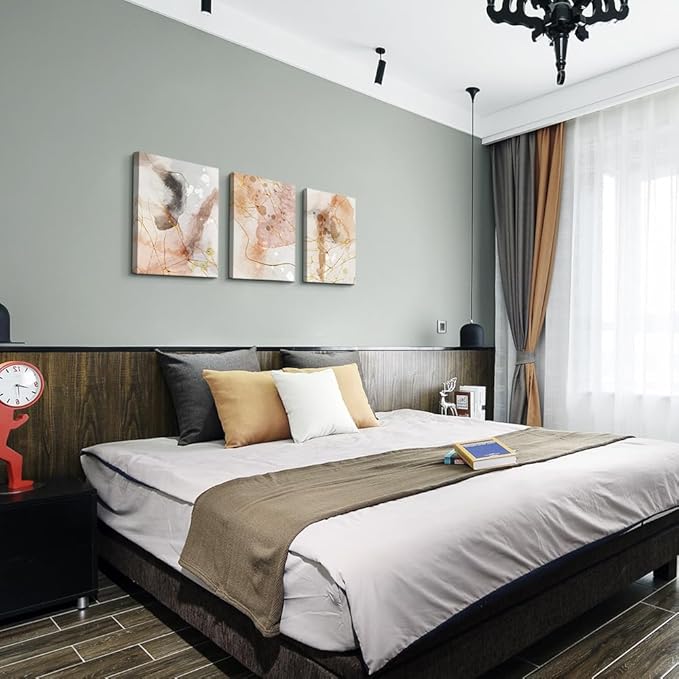 MHARTK66 Boho Wall Decor Living Room Canvas Wall Art for Bedroom Minimalist Abstract Ink Wall Paintings Large Size Wall Decorations for Office Dormitory Wall Pictures Framed Home Decoration 3 Piece