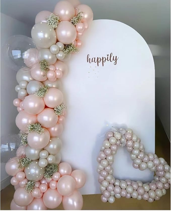 Pearl Balloon Arch Pearl White Sand Double Stuffed Balloons Arch With Pearl Stickers 5/10/12/18 Inch Bridal Shower Balloon Arch Pearl Ivory Balloon Garland For Wedding Birthday Baby Shower Decorations