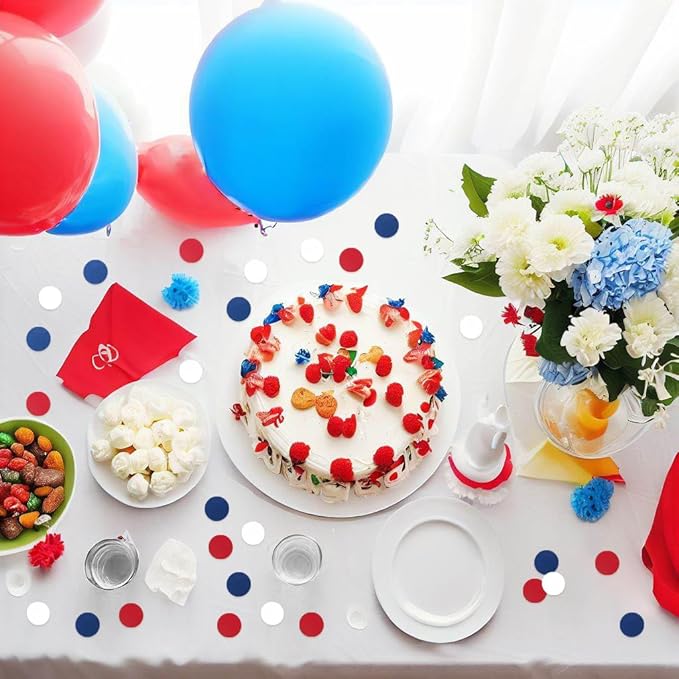 Red White Blue Party Decorations - 300Pcs Confetti Paper Dot Birthday National Day Patriotic American theme Table Decor