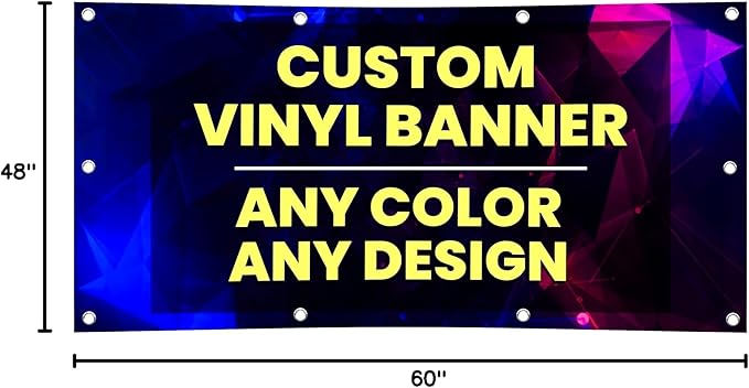 Personalized Custom Vinyl Banner Printing Indoor or Outdoor use Printed Business Event Birthday Party Large Custom Vinyl banner for Party Decoration Factory of Stickers (4'x5')