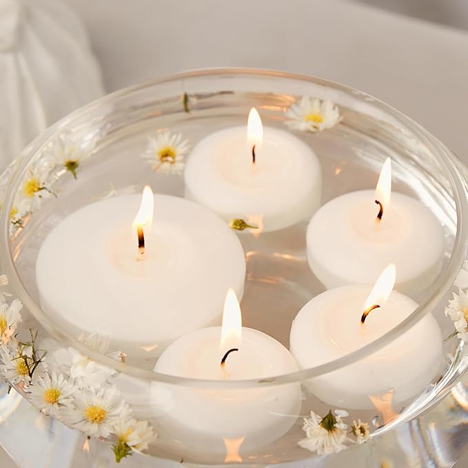 White Floating Candles 3 inch, 36 Pack Floating Candles 10 Hours Long Burning, Unscented Floating Candle for Centerpieces, Wedding, Christmas Lights, Romantic Night for Her/Him Set