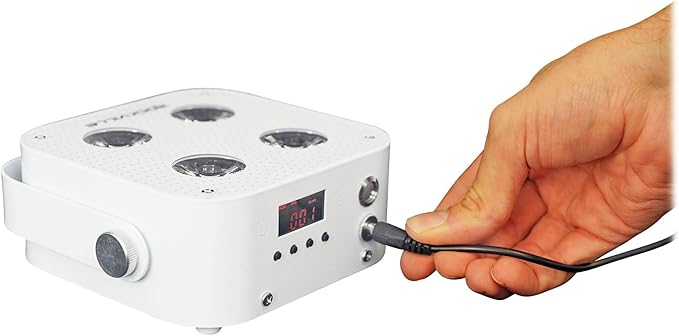 Rockville MINI RF4 V2 White LED Wash Up Light RGBWA+UV, Compact, App, Remote Control, LCD, Wireless DMX, Rechargeable, Perfect for DJ/Party Lighting