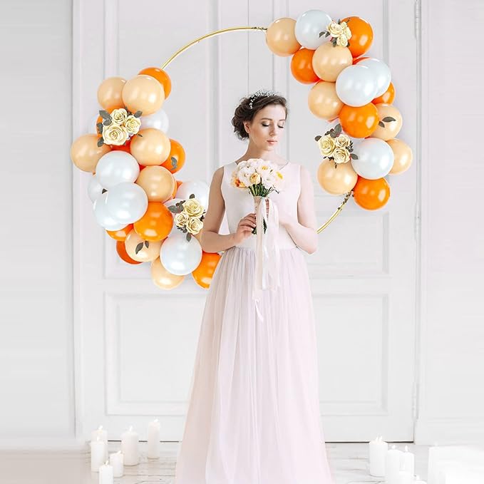 50PCS Latex Balloons - Orange Apricot White, Party Balloons for Girls Boys Birthday Party, Baby Shower, Bridal Shower, Engagement