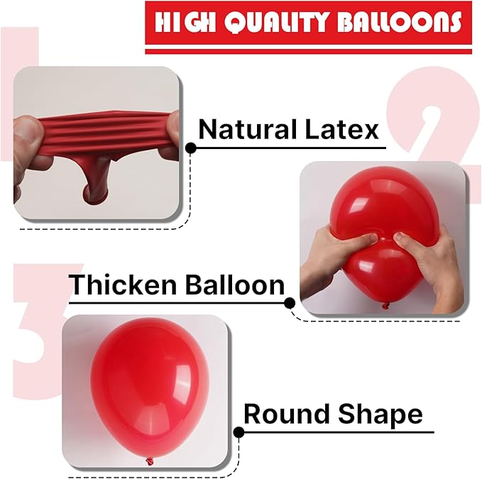 PartyWoo Red Balloons, 100 pcs Matte Balloons Different Sizes Pack of 36 Inch 18 Inch 12 Inch 10 Inch 5 Inch Latex Balloons for Balloon Garland or Balloon Arch as Party Decorations, Red-Y57