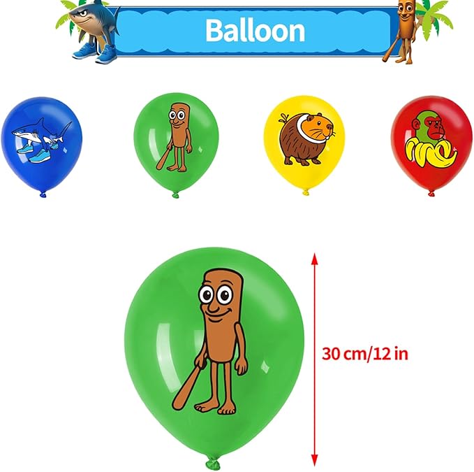 Italian Brainrot Party Decorations Set - Banner, Balloons, Cupcake Toppers, Themed Halloween, Birthday Parties Fun Party Supplies for Celebration