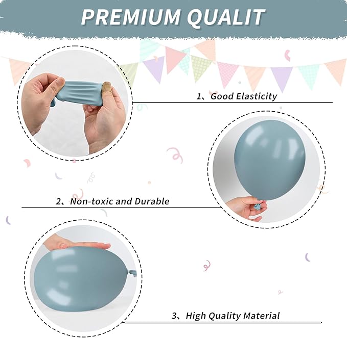 Navy Blue Silver Balloons, Dusty Blue Silver Balloons 12 Inch Retro Blue Latex Balloons for Boho Birthday Baby Shower Party Wedding Bridal Shower Anniversary Graduations Decorations Supplies