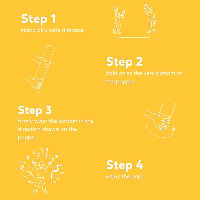 2 Pack Streamer Cannon Confetti Poppers | Biodegradable Yellow Confetti | TUR Party Supplies | Launches Up to 25ft | Giant (12 in) | Party Poppers for Graduation, Birthdays, Weddings, and Memorial Day