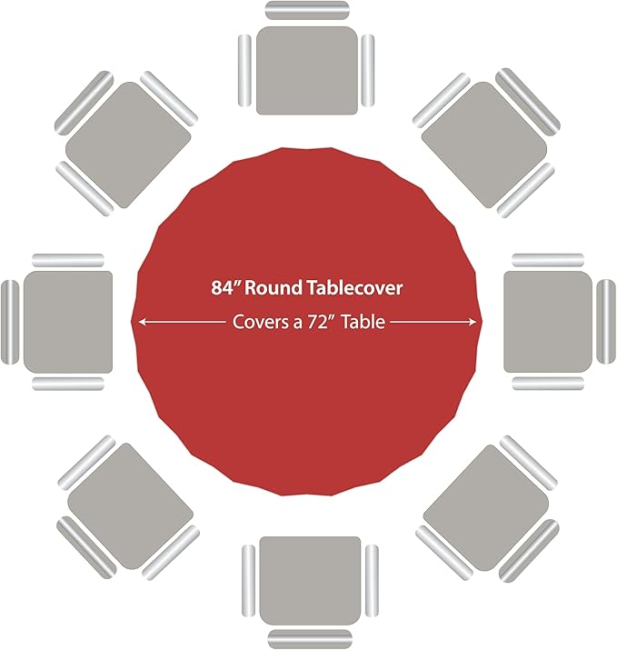 Party Dimensions Red Disposable Plastic Tablecloth for Round Tables (12 Pack) 84 inches Table Cloths for Parties, Events & Weddings, Indoors & Outdoors, Plastic Table Cover