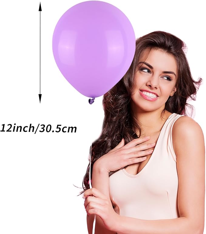 Biapian Purple Party Balloons Set, 12inch Lavender Balloon Pastel Purple-Lilac Ballons Metallic Confetti Purple Balloons For Girls Birthday Baby Shower Bridal Wedding Party Decorations