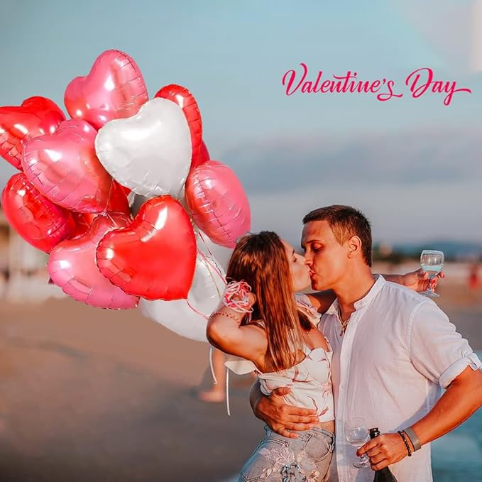 Heart Foil Balloons for Valentine's Day Decorations, 'I Love You' Balloons, Romantic Decorations for Special Night (18 inch)