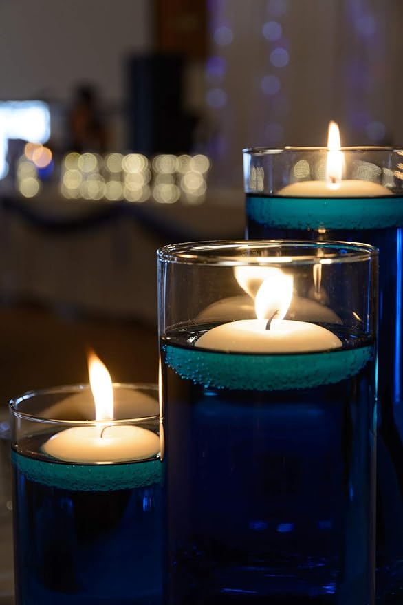 D'light Online 3 Inch Extra Large Floating Candles, 13 Hours Extended Burn Time Bulk Pack for Events for Weddings, Spa, Home Decor, Special Occasions and Holiday Decorations (Set of 54, White)