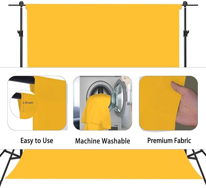 Yellow Photo Backdrop, Photo Booth Portrait Photography Backdrops, Studio Yellow Backdrop for Photoshoot Streaming Video Shooting 6x9ft