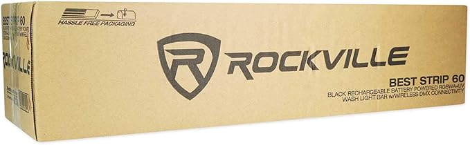 Rockville Best Strip 60 Rechargeable LED Wash Light Bar, Wireless DMX, RGBWA+UV, 8800mAh Battery, 6500 Lux, IRC Remote, for DJs, Stage, and Event Lighting