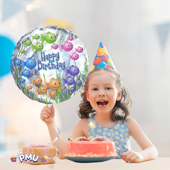 PMU Happy Birthday Fish bowl 18 Inch Mylar-Foil Balloon Pkg/1