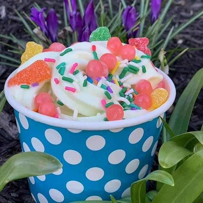 UNIQ 1000-Count 12 oz Blue Polka Dot Disposable Ice Cream Bowls | Perfect for Hot or Cold Foods, Paper Dessert Cups | Frozen Dessert Supplies