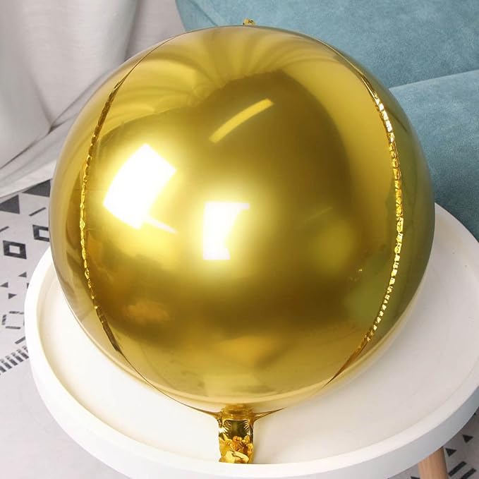 6 Pack Gold Balloons 22 Inch 4D Big Round Foil Balloons Gold Metallic Balloons for Wedding Birthday Bridal Shower Baby Shower Decorations Party Supplies
