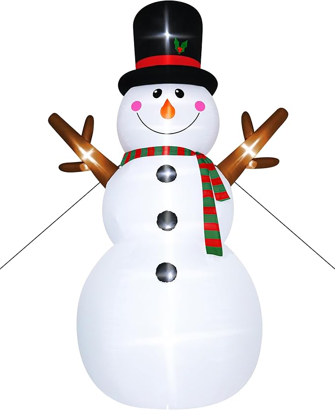 18FT Christmas Inflatable Snowman, Super Large Blow Up Snowmen Outdoor Decor with LED Lights, Waterproof Giant Snowman Yard Decoration for Holiday, Xmas Party, Garden