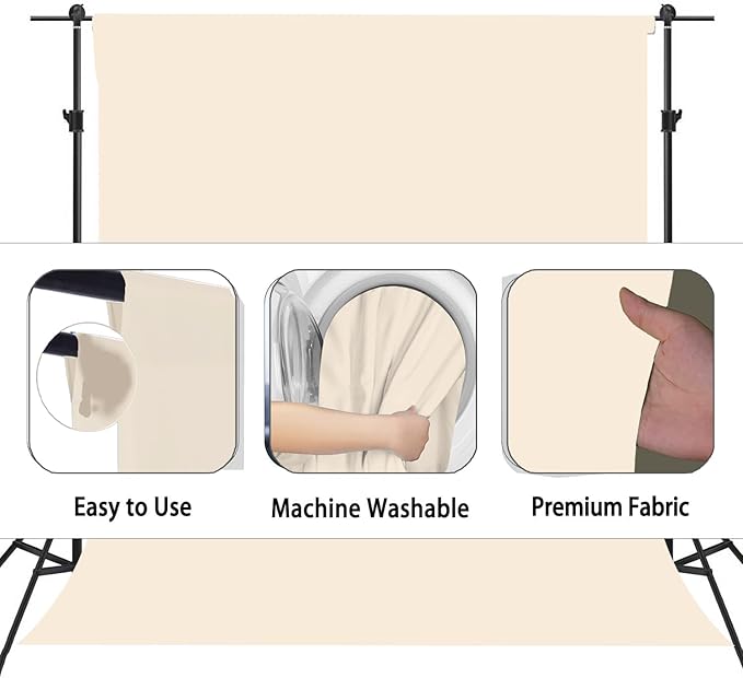 Cream Photography Backdrop for Photoshoot, Photo Backdrop Curtain, Perfect Cream Backdrops for Party Portrait Photoshoots Video Studio 10FTx20FT