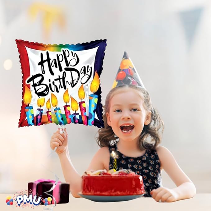 PMU Happy Birthday Polka Dot Candles 18 Inch Mylar-Foil Balloon Pkg/5