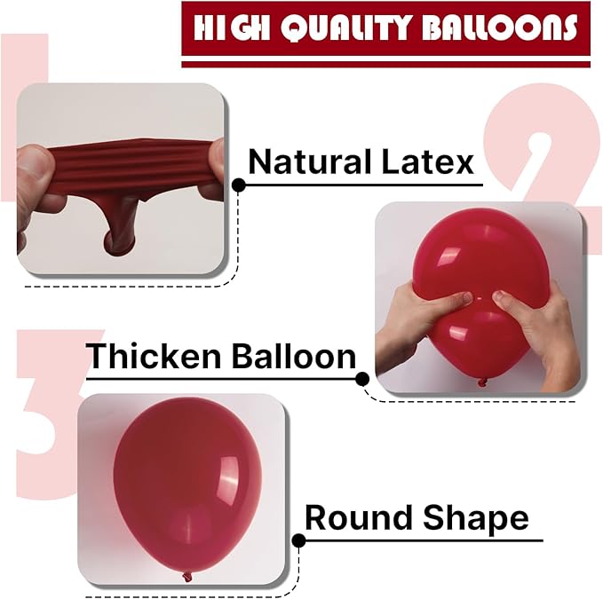 PartyWoo Burgundy Balloons 50pcs 5 Inch Small Mini Dark Red Maroon Latex Balloons for Graduation Wedding Thanksgiving Birthday Bachelorette Citizenship Strawberry Theme Party Decorations Red-Y62