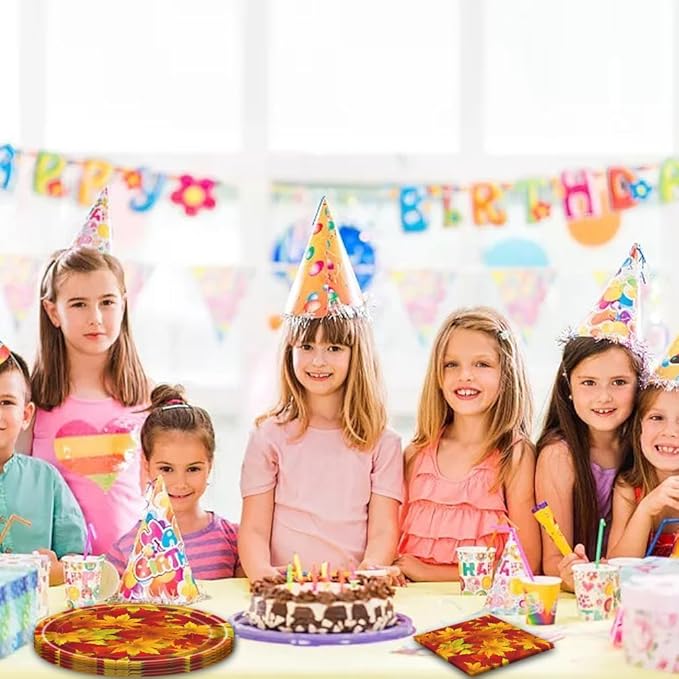 40Pcs Fall Birthday Party Decorations Disposable Autumn October Tableware Set Decor Orange Falling Maple Leaves Birthday Plates and Napkins Supplies Fall Decorations Thanksgiving Party Decorations