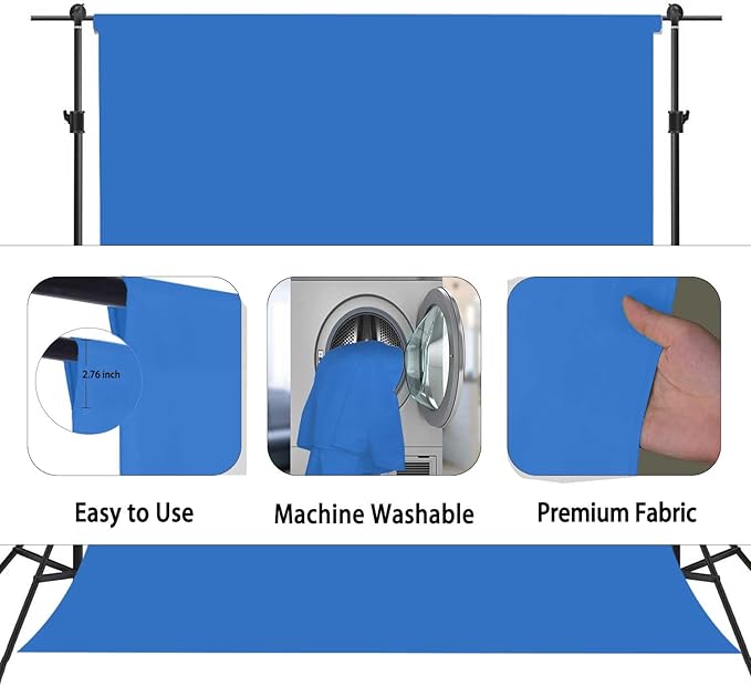 Royal Blue Backdrop, Photo Booth Portrait Photography Backdrops, Studio Blue Screen Backdrop for Photoshoot Streaming Video Shooting, Blue Photo Backdrop 10x10ft