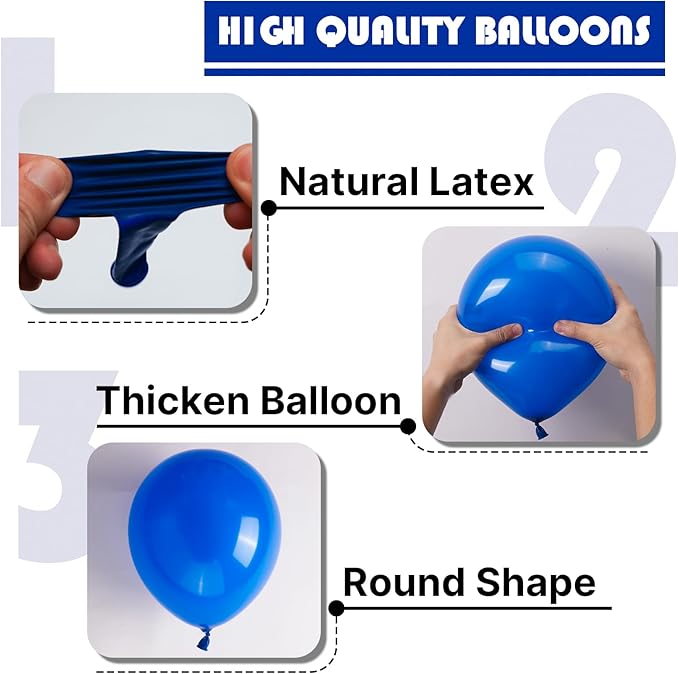 PartyWoo Royal Blue Balloons 101pcs of 12 Inch Dark Blue Latex Balloons for Wedding Baby Shower Gender Reveal Anniversary Graduation Under The Sea Men Birthday Bachelorette Party Decorations Blue-Y5