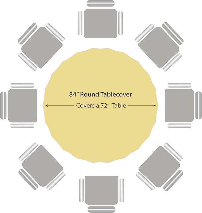 Party Dimensions Yellow Disposable Plastic Tablecloth for Round Tables (12 Pack) 84 inches Table Cloths for Parties, Events & Weddings, Indoors & Outdoors, Plastic Table Cover
