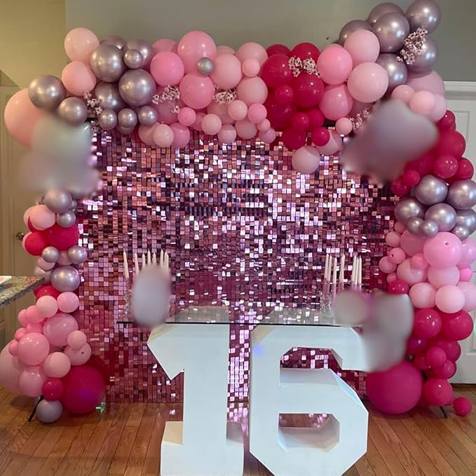 Pink Balloons Set 12 Inch Hot Pink and White Balloons 35 Pcs Rose Red Light Metallic Pink Confetti Balloon for Girls Women Princess Valentines Engagement Wedding Baby Shower Birthday Party Decorations