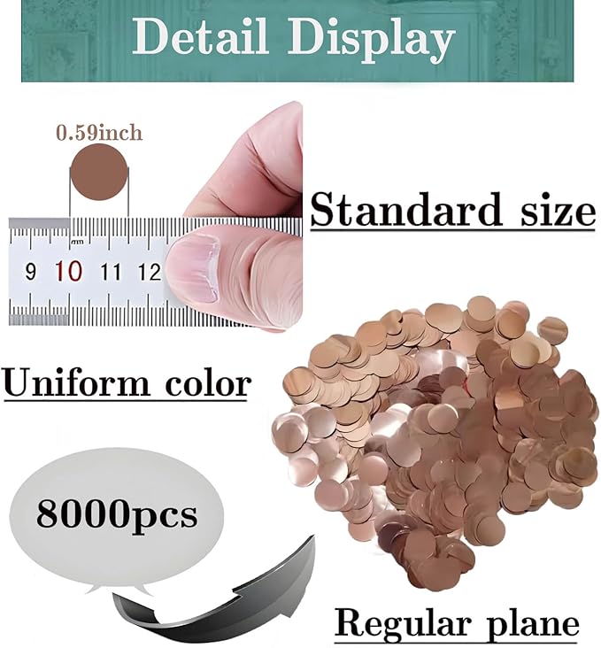 Rose Gold Metallic Foil Confetti 8000 Pcs Shiny Round Table Confetti for Fill Balloon Wedding Graduation Party Decorations,60g of pack