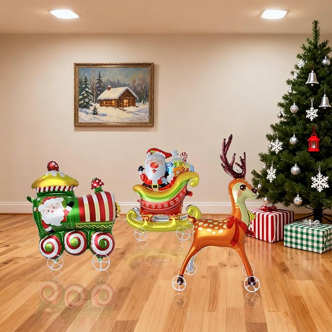 Walking Christmas Balloons, Self-Standing Foil Balloons for Christmas Party Decorations, New Year, Birthday Party Supplies (Walking5)