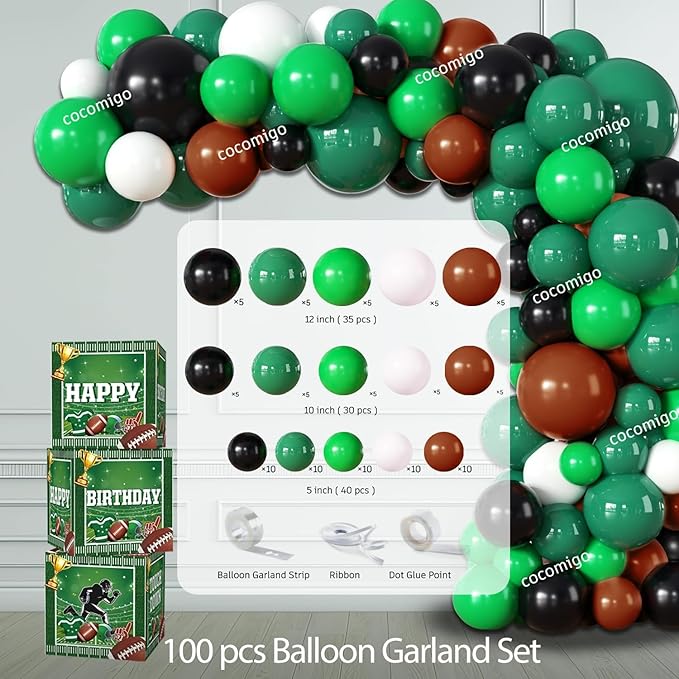 cocomigo 245 Pcs Football Birthday Party Decorations Football Birthday Banner Balloons Plates and Napkins Tablecloth Backdrop for Game Day Touchdown Sports Theme Party Supplies