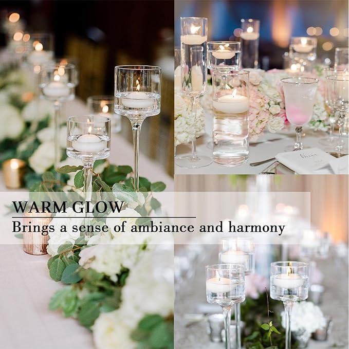 12 pcs Floating Candles, Smoke-Free and odorless, Burning continuously for 5-6 Hours, White, 2-inch Floating Candles, Suitable for Valentine's Day, Weddings, Holidays, Home Decoration